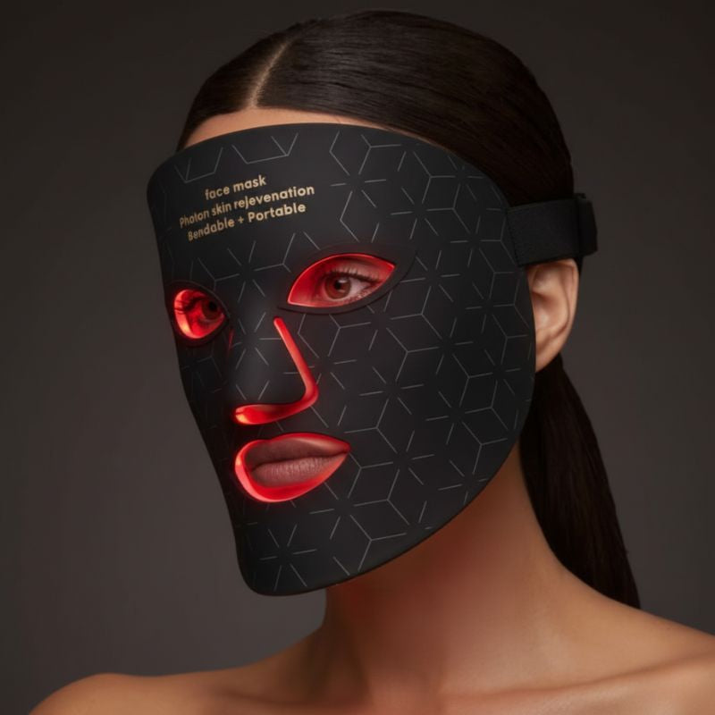 femme visage masque led rouge