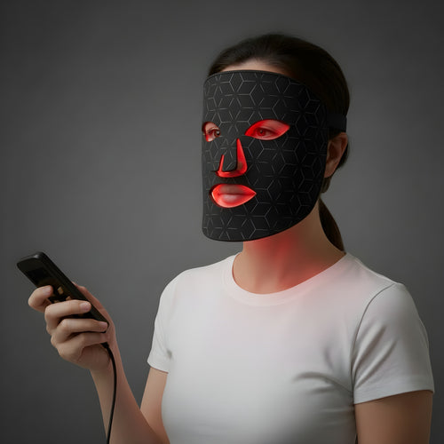 femme porte un masque visage led utilisation