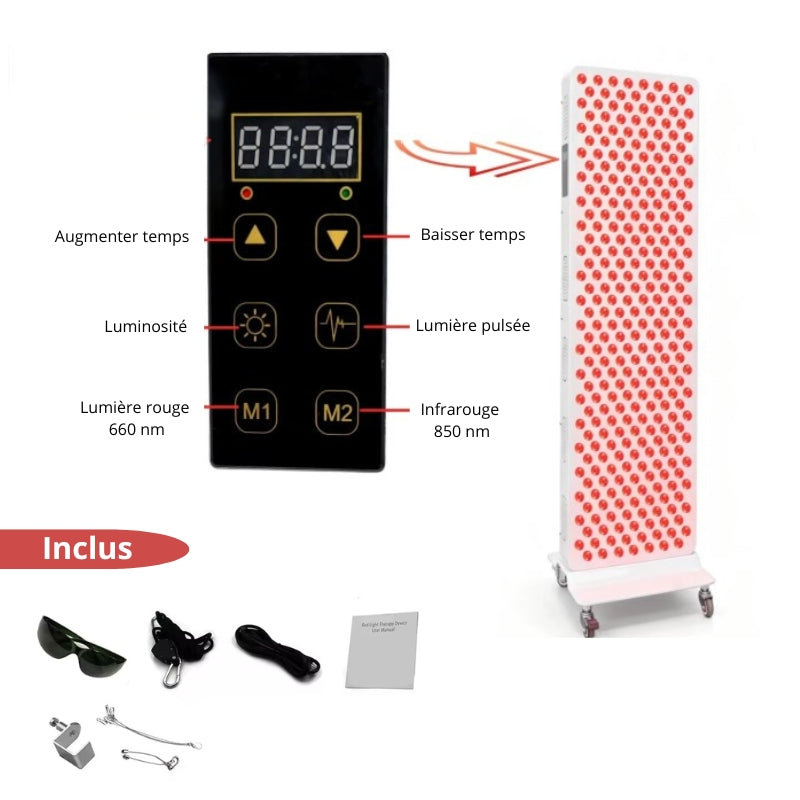 Panneau photobiomodulation 120 LED lumière rouge/infrarouge